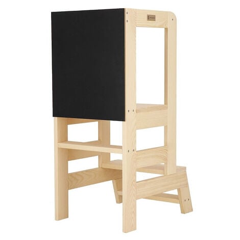 SPRINGOS Lernturm mit Tafel Treppenhochstuhl mit Plattform 90 cm Massivholz