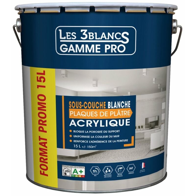 LES 3 BLANCS Sous-couche plaques de plâtre15l - LES 3 BLANCS