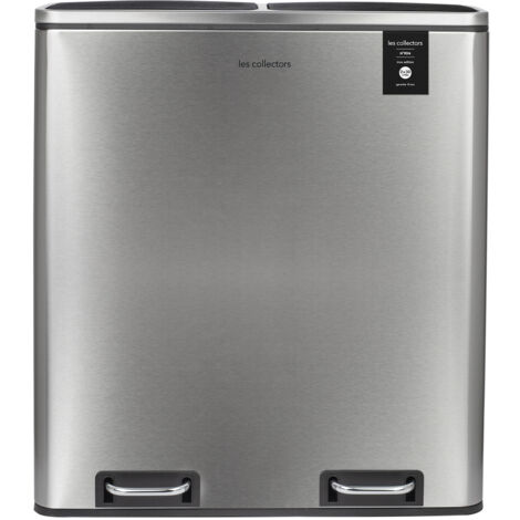 LES COLLECTORS N°904 Mülleimer Küche -Recycling Behälter 60L 2x30L Edelstahl 66cm