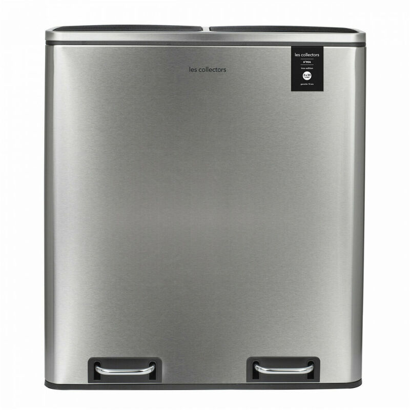 Poubelle de tri à pédale 2 x 30l, inox edition - n°904