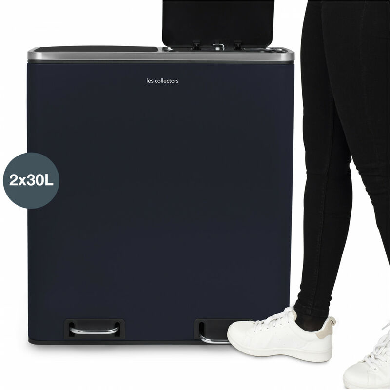 Poubelle de tri à pédale 2 x 30l, midnight blue edition - n°908
