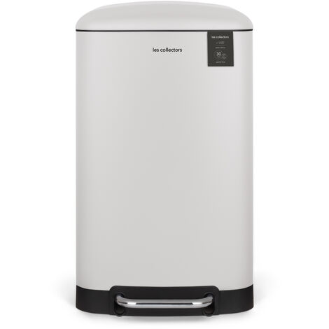 Les Collectors - Papelera de cocina con pedal de acero inoxidable n.º 728 blanco, capacidad 30L