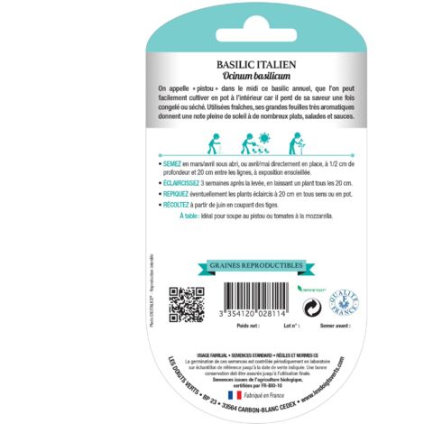 Les doigts verts Semence Basilic à Feuille de Laitue