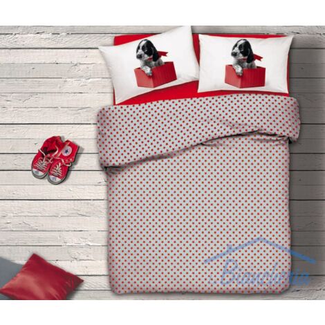 Les DRAPS de lit NATURE de CHIEN en CONSERVE ROUGE var.49 LIT DOUBLE 2 PLACES
