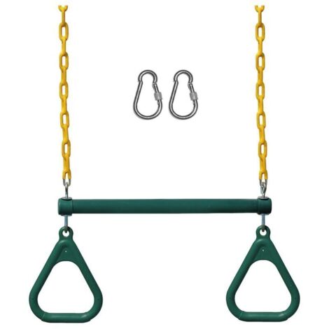 Les Ensembles de BalançOires pour Jardin Comprennent une Barre BalançOire TrapèZe 18 Pouces et ChaîNe Robuste 48 avec Mousquetons Verrouillage (Vert)