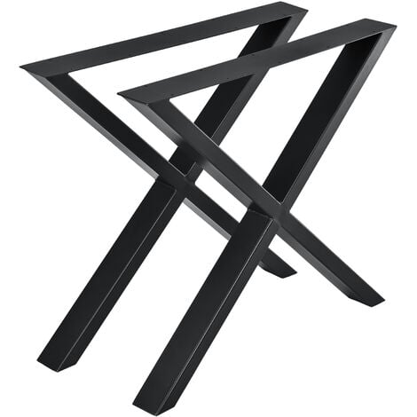 Set de 2 Pieds de Table Greith Forme X Acier 69 x 72 cm Noir [en.casa]