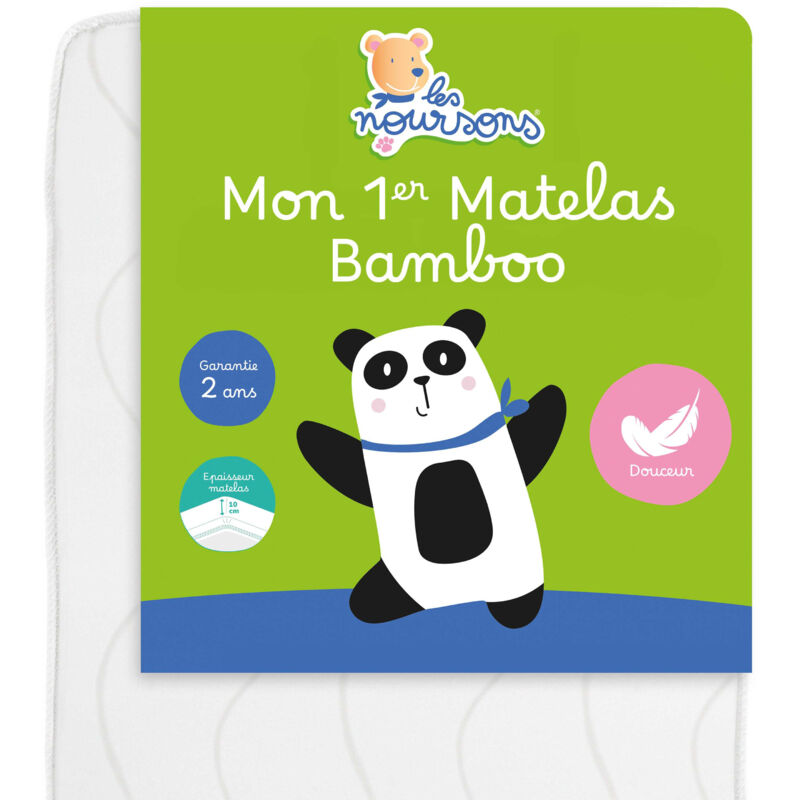 Les Noursons - Matelas Bébé / Enfant Bamboo - 70x140 cm - Sans Traitement chimique - Fabrication Française