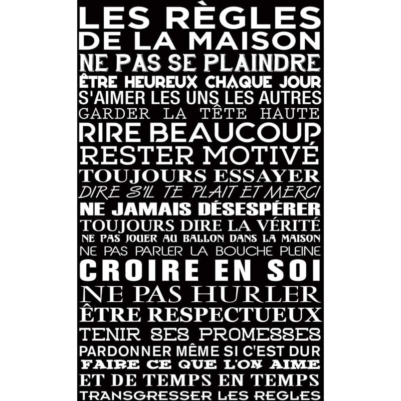 Hxadeco - Les règles de la maison 1, Tableau Deco, Tableau cuisine, fabrication française , 50x80 cm
