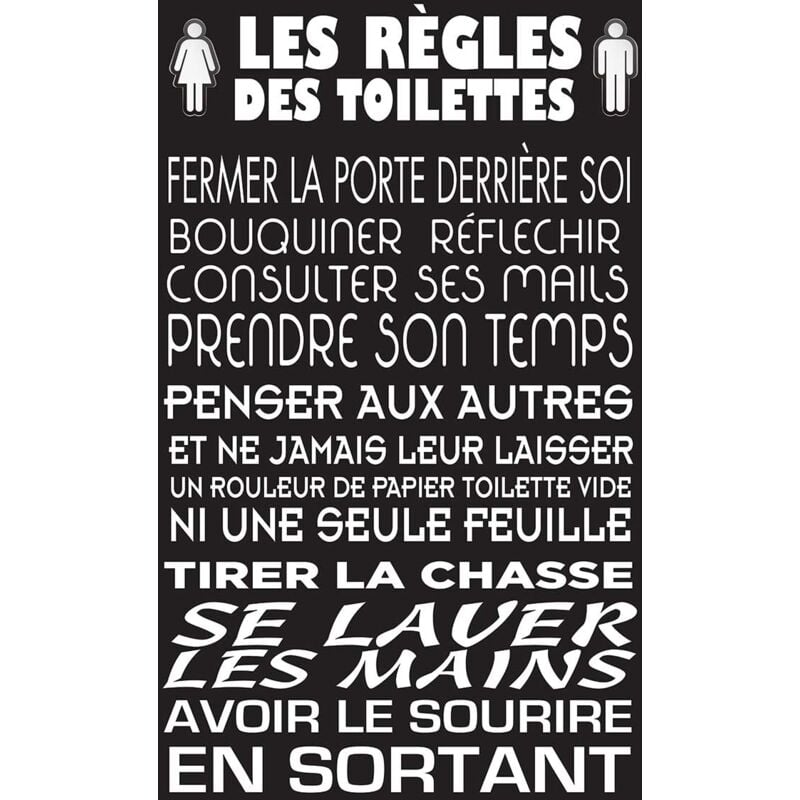 Hxadeco - Les règles des wc 1 - Tableau Deco, fabrication française , 50x80 cm