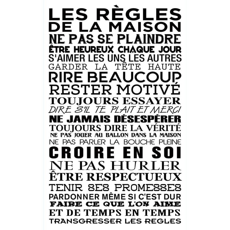 Hxadeco - Les règles de la maison 2, Tableau cuisine, fabrication française , 50x80 cm