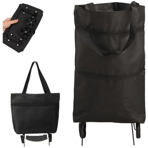 Les sacs à provisions, légère Panier pliable, boîtier de Pédalier intégré, Poulie, Oxford Stoffmaterial, noir