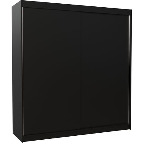 Les Tendances – Armoire de chambre adulte 200 cm – 2 portes coulissantes – Structure en panneau laminé – Finitions MDF – Noir