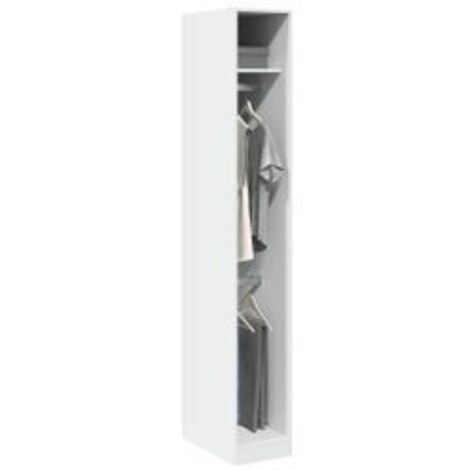 Les Tendances – Armoire dressing 2 penderies 1 étagère 30cm – Bois d’ingénierie résistant à l’humidité – Design compact pour petits espaces – Collection Laker Blanc