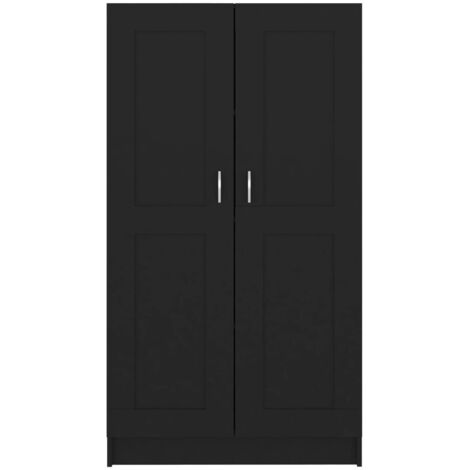 Les Tendances – Armoire de rangement mi-hauteur 82x150cm – 4 compartiments fermés – Bois d’ingénierie noir résistant à l’humidité – Design moderne