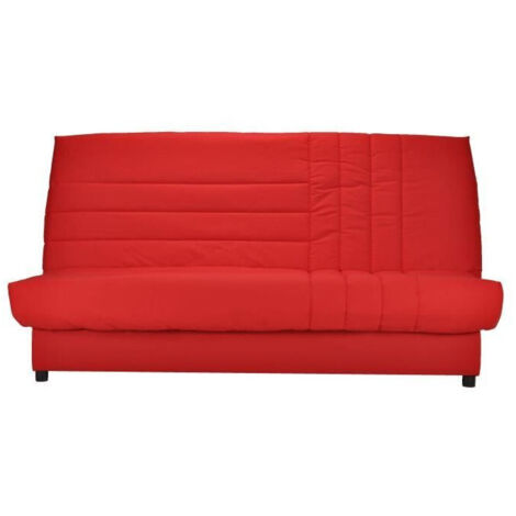 Les Tendances – Banquette clic-clac rouge 192x95x101 cm – Couchage 130x190 cm – Matelas Bultex 11 cm – Tissu 100% coton déhoussable