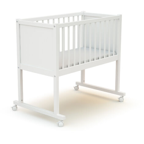 Les Tendances – Berceau en bois NIDO 40 x 80 cm – Structure en hêtre massif – Matelas 40 x 80 x 4 cm inclus – 4 roulettes multidirectionnelles avec frein