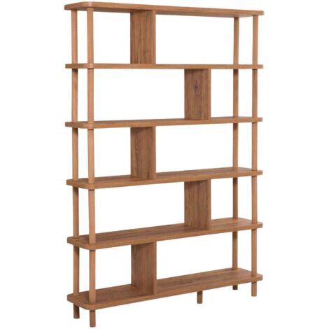 Les Tendances – Bibliothèque en aggloméré beige 168,5 cm – 120 cm de longueur – 28 cm de profondeur – 5 étagères – Panneaux mélaminés durables