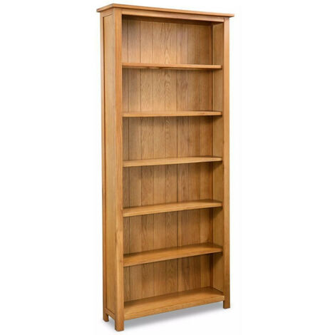Les Tendances – Bibliothèque en chêne massif clair 6 étagères – Dimensions 70x22x140 cm – Finition vernis naturelle – Espace de rangement esthétique