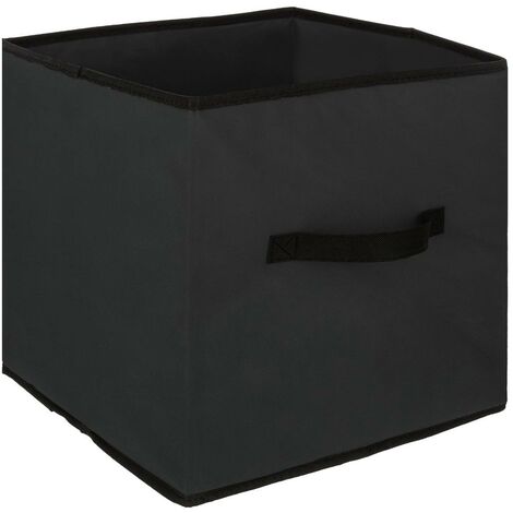 Les Tendances – Boîte de rangement en tissu noir 31 x 31 x 31 cm – Structure en polypropylène et plateau en carton – Solution durable pour organisation