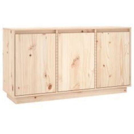Les Tendances – Buffet 3 portes en bois massif de pin naturel – Dimensions L 111 x H 60 x P 34 cm – Grand espace de rangement – Style classique