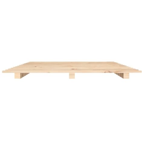 Les Tendances – Cadre de lit 140x190 en bois de pin massif – Structure robuste avec lattes en contreplaqué – Pour matelas 140x190 cm