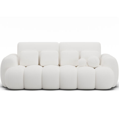 Les Tendances – Canapé droit 3 places en tissu polyester – Mécanisme lit Dolphin – Coffre de rangement intégré – Dimensions 256x105x119 cm