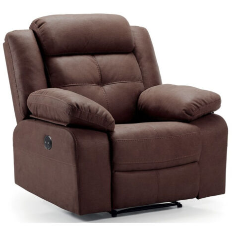 Les Tendances – Canapé relax 1 place en nubuck marron – Mécanisme manuel – Dimensions L 102 x P 90 x H 104 cm – Confort optimal avec assise en mousse - Manuel-1