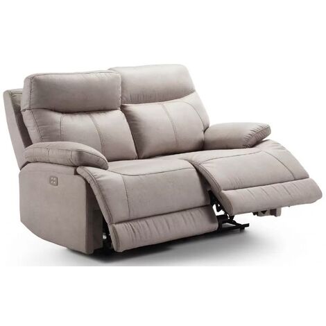 Les Tendances – Canapé relax 2 places électrique microfibre beige – Inclinaison 150° – Mécanisme 4 moteurs – Dimensions L 154 x P 97 cm