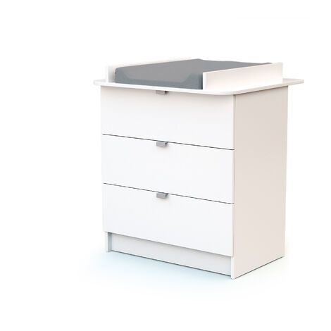 Les Tendances – Commode à langer 3 tiroirs en bois mélaminé – Dimensions 79 x 65 x 92 cm – Plan à langer amovible – Conforme norme EN 12221