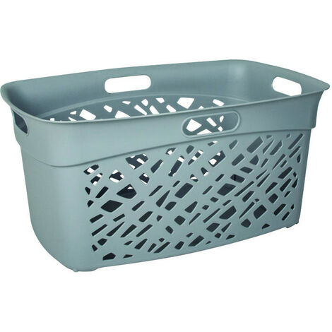 Les Tendances – Corbeille à linge 45L gris – Largeur 40 cm – Hauteur 28 cm – Ergonomique et facile à transporter – Accessoire tendance pour maison
