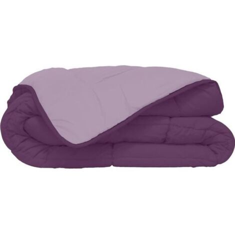 Les Tendances – Couette en microfibre 400 g/m² 240 x 260 cm – Garnissage en fibres creuses siliconées – Couleur prune et parme – Lavable en machine à 30 °C