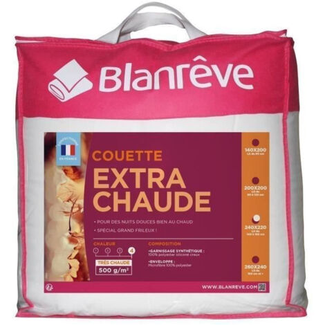 Les Tendances – Couette extra chaude en microfibre 220 x 240 cm – Garnissage 500 g/m² en polyester – Lavable en machine à 40°C – Couleur blanche