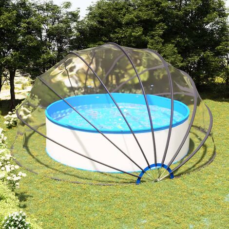 Les Tendances – Dôme de piscine 500x250 cm – Abri en PVC et fibre de verre – Protection contre soleil et pluie – Convient aux piscines jusqu'à 460 cm