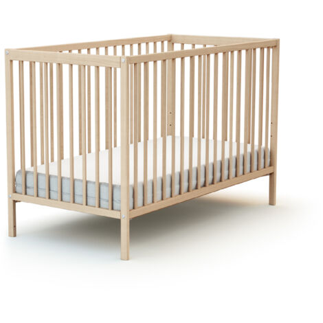 Les Tendances – Lit bébé en bois massif 60 x 120 cm – Sommier réglable 3 hauteurs – Design simple et élégant – Norme EN-716-1