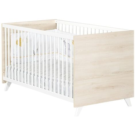 Les Tendances – Lit bébé évolutif 140x70 – Hêtre et panneaux de particules – Sommier réglable 3 positions – Transformation en lit junior