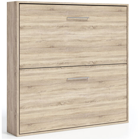 Les Tendances – Lit escamotable superposé 90x190 cm – Chêne clair – 2 couchages – Barrières de sécurité et échelle en acier – Ouverture silencieuse