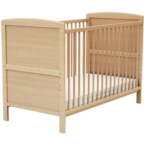 Les Tendances – Lit évolutif bébé 60 x 120 cm – Sommier réglable en hauteur – Deux côtés escamotables – En bois massif hêtre durable