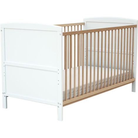 Les Tendances – Lit évolutif bébé 70 x 140 cm – Sommier réglable 3 hauteurs – Transformable en lit junior – En bois massif hêtre et panneaux HD