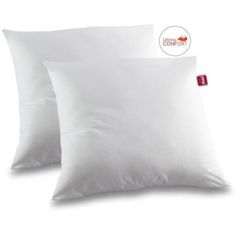 Les Tendances – Lot de 2 oreillers Ultima Confort 60 x 60 cm – Garnissage 100 % polyester – Housse microfibre – Lavables en machine à 40°C