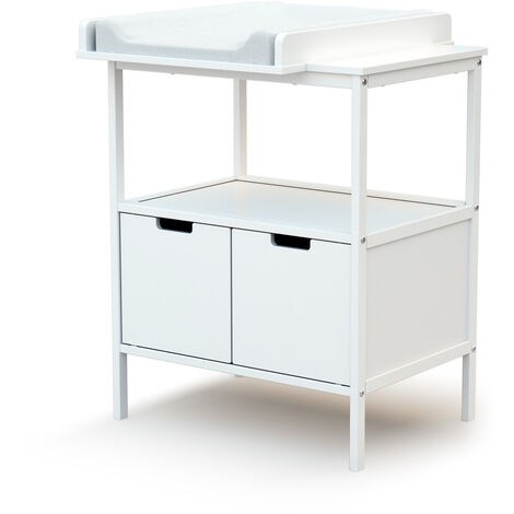 Les Tendances – Meuble à langer 2 portes en bois massif – Dimensions 68x66x90 cm – Rangement ergonomique – Compatible avec matelas 50x70 cm