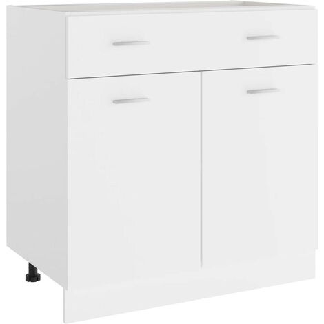 Les Tendances – Meuble bas de cuisine blanc 80x46x81,5 cm – Aggloméré durable – Rangement pratique avec tiroir et étagères – Facile à assembler