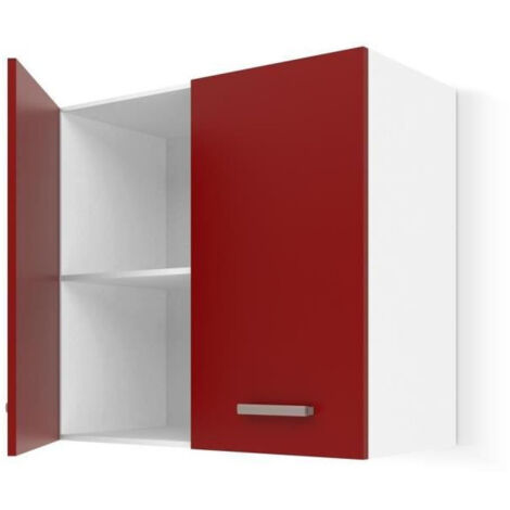 Les Tendances – Meuble haut de cuisine rouge mat 60 cm – Étagères ajustables – Montage facile – Design moderne pour espaces variés