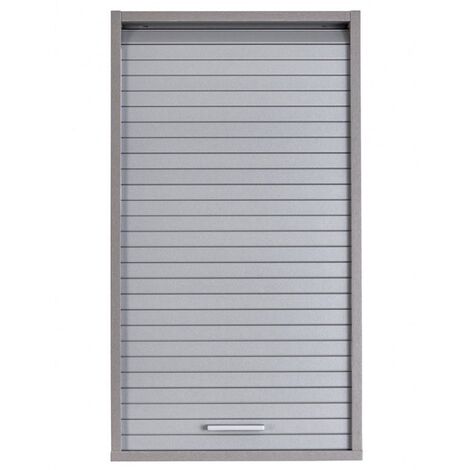 Les Tendances – Meuble mural de cuisine gris à rideau – Dimensions L 40 x H 72 cm – Panneaux mélaminés E1 – Rideau coulissant pour rangement pratique