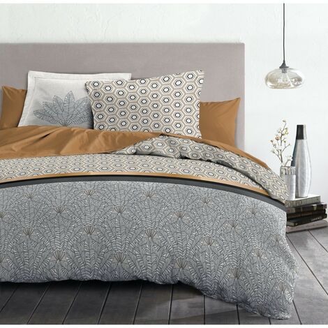 Les Tendances – Housse de couette 220 x 240 cm en coton 57 fils – Ensemble 3 pièces – Taies d'oreiller 63 x 63 cm – Finition Oxford