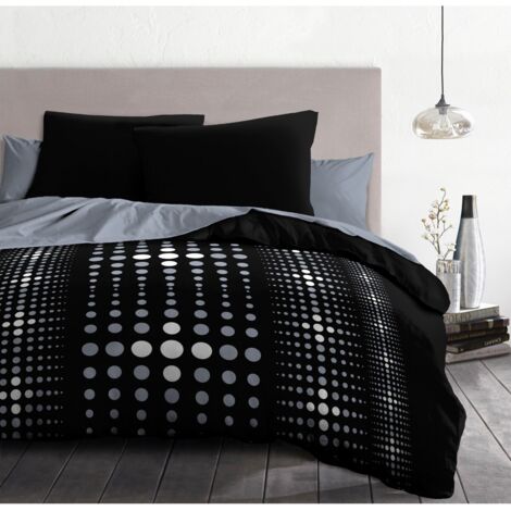 Les Tendances – Parure de lit microfibre 240x260 cm – Housse de couette zippée – 2 taies d'oreiller 63x63 cm – Entretien facile - GRIS 240 X