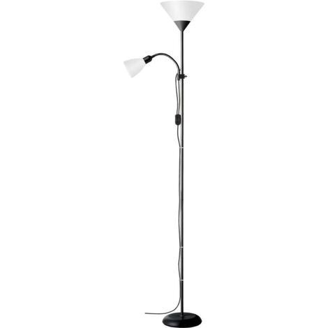 Les Tendances – Plafonnier éclairage indirect LED E27 60 W – Aluminium noir et blanc – Hauteur 180 cm – Bras flexible pour lecture - R433571