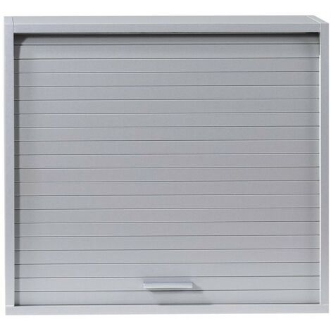 Les Tendances – Rangement mural gris 60 x 54 x 25 cm – Structure en panneaux de particules mélaminés – Rideau coulissant – Tablette réglable