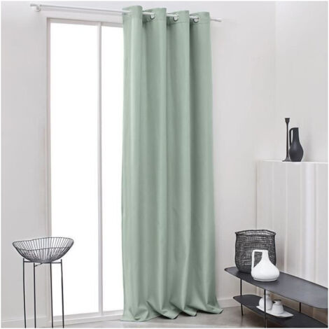 Les Tendances – Rideau isolant thermique céladon 140 x 240 cm – Double couche polyester pour régulation thermique – Œillets métalliques pour installation facile