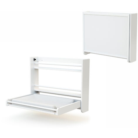 Les Tendances – Table à langer murale rabattable confort – Bois non toxique – Dimensions 83 x 19 x 66 cm – Système d'ouverture douce – Pour matelas 75 x 55 cm