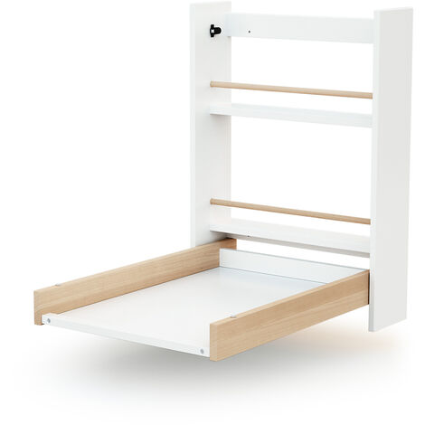 Les Tendances – Table à langer murale rabattable en hêtre massif – Dimensions 56x77,5x78 cm – Pour petits espaces – Fabrication européenne